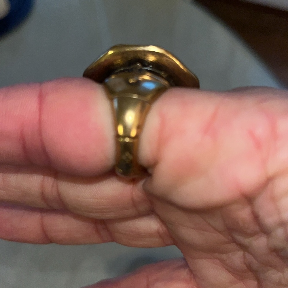 Vintage Patricia Nash large blue and gold Costume Ring- adjustable band. GrCon❤️ - Picture 9 of 9
